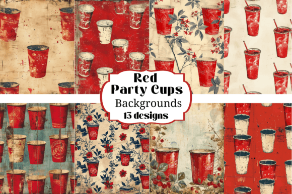 13 Red Party Cup Backgrounds Seamless for Crafters