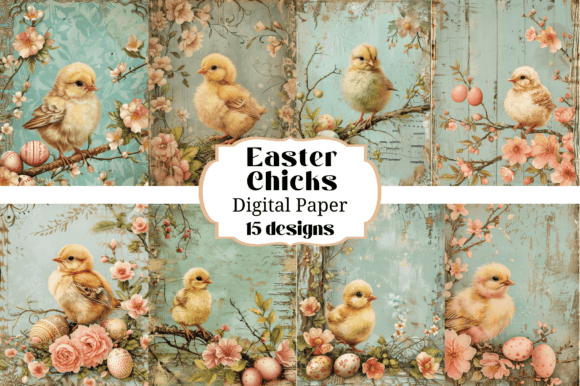 15 Easter Chicks Flowers Backgrounds for Spring Crafts