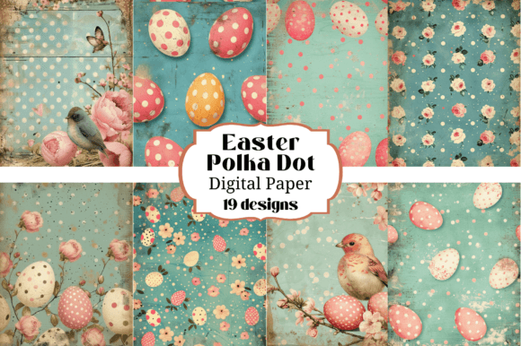 19 Easter Polka Dot & Eggs Backgrounds for Seasonal Design