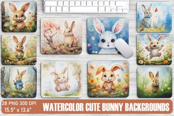 Charming Watercolor Cute Bunny Backgrounds for Creative Projects