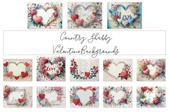 Country Shabby Valentine Backgrounds for Rustic Charm