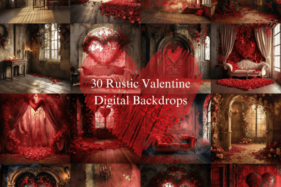 Embrace Rustic Romance with Valentine's Digital Backdrops
