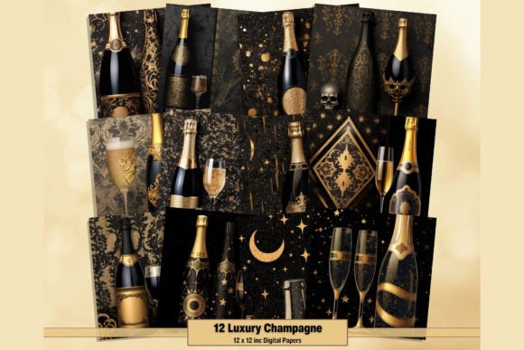 Luxury Champagne Digital Backgrounds for Elegant Projects
