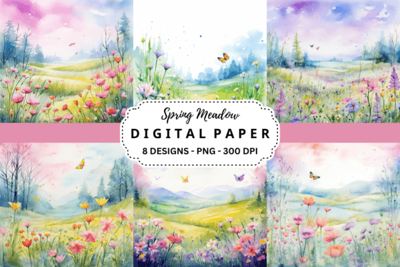 Spring Meadow Backgrounds: Nature-Inspired Design Assets