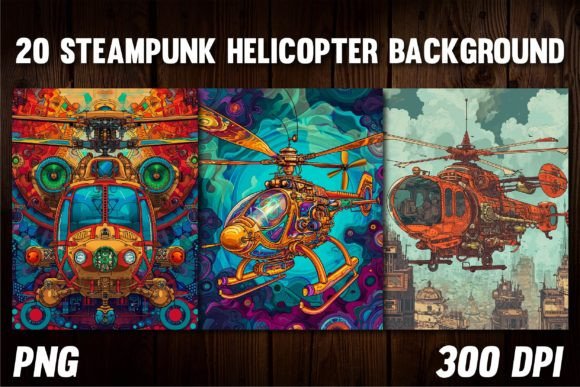 Steampunk Helicopter Backgrounds: Industrial Whimsy for Modern Projects