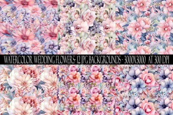 Watercolor Wedding Flower Backgrounds for Modern Design